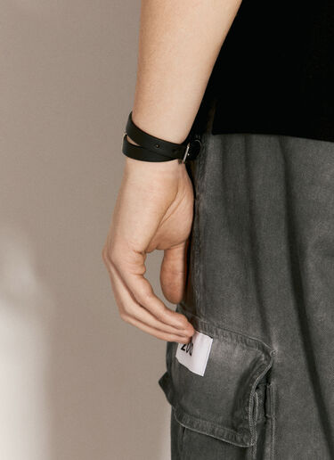 Dolce & Gabbana Logo Plaque Leather Bracelet Black dol0156017