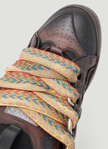 Curb Leather and Glitter Sneakers Lanvin Curb Leather and Glitter Sneakers Brown lnv0153015