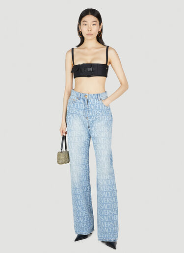 Versace Monogram Straight-Leg Jeans Blue vrs0251017