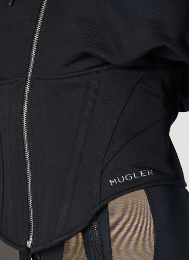 Mugler コルセット フードスウェットシャツ ブラック mug0251007