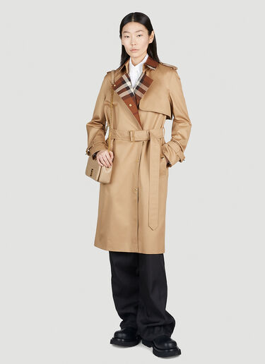 Burberry Sandridge Check Collar Trench Coat Beige bur0251001