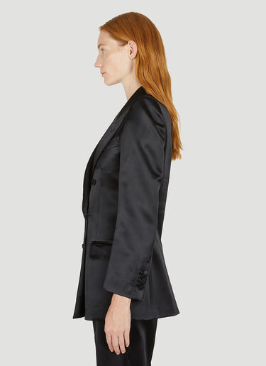 Gucci Double Breasted Satin Suit Blazer Black guc0250008