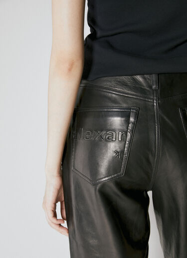 Alexander Wang Fly Leather Wide Leg Pants Black awg0253026