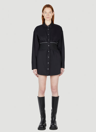 Alexander Wang Logo Waistband Shirt Dress Black awg0252005