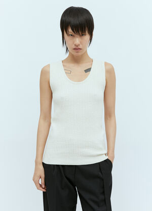 TOTEME Bouclé Knit Tank Top White tot0256018