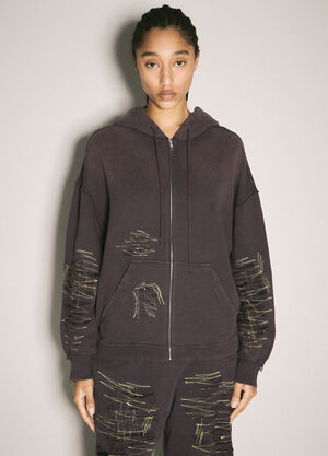 MM6 Maison Margiela Distressed Zip-Up Sweatshirt White mmm0259003