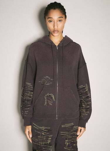 MM6 Maison Margiela Distressed Zip-Up Sweatshirt Purple mmm0258002