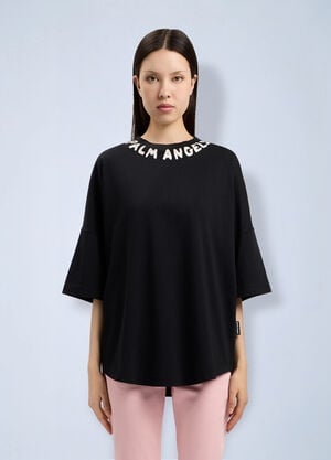 Palm Angels Neck Logo Over T-Shirt Black pma0264203