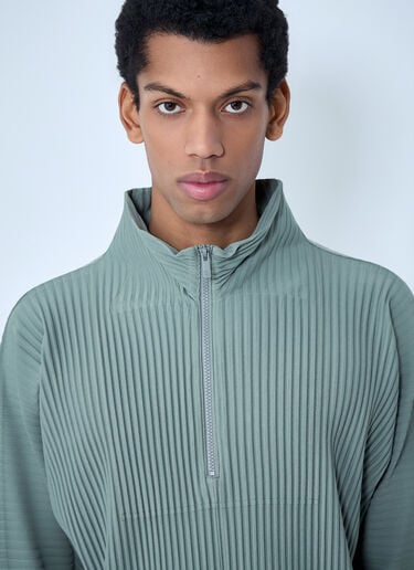 Homme Plissé Issey Miyake Pleated Quater Zip-Up Sweatshirt Olive hmp0163005