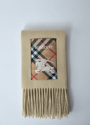 Burberry Check Label Cashmere Scarf Beige bur0159032