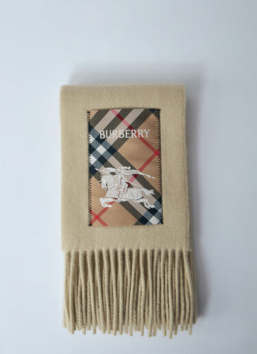 Burberry Check Label Cashmere Scarf Beige bur0159032