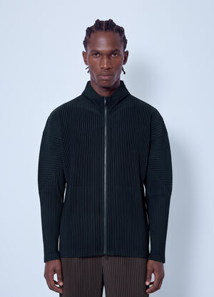Homme Plissé Issey Miyake Pleated High Neck Cardigan Black hmp0166002
