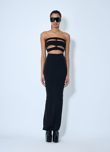 Rick Owens Wool Knit Maxi Skirt Black ric0260005