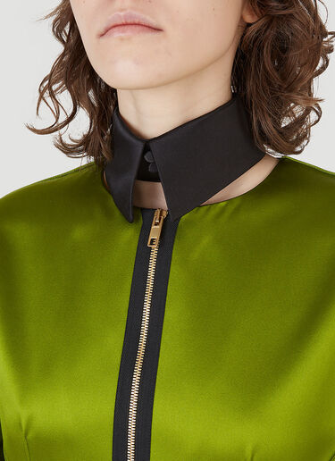 Gucci Contrast Collar and Cuff Dress Green guc0247010
