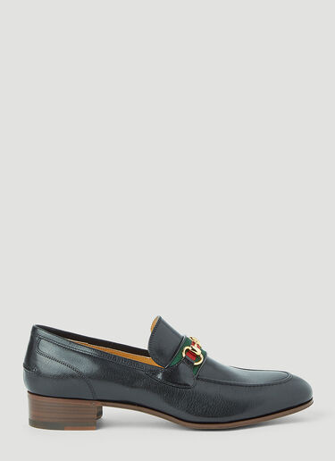 Gucci Horsebit Web-Trimmed Loafers Black guc0145015