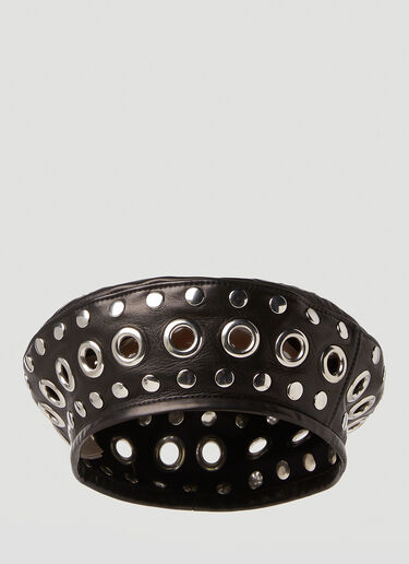 Gucci Leather Embellished Beret Black guc0251016