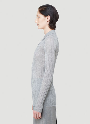 Prada Ribbed Knit Top Grey pra0240005