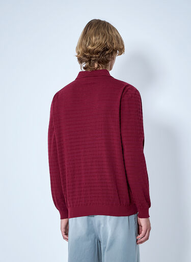 Miu Miu Striped V-Neck Polo Shirt Red miu0165007