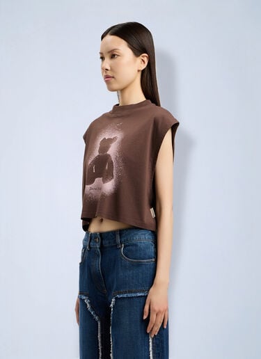 Palm Angels Spray Bear Boxy Tank Top Brown pma0264216
