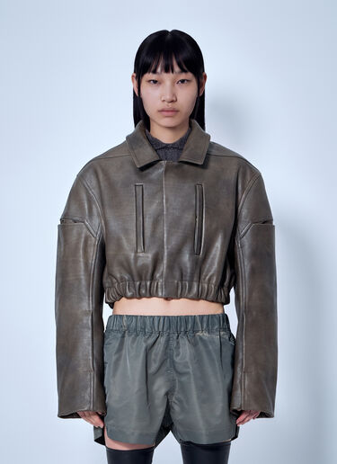 LN-CC® - Rick Owens: Collared Mac Bomber Jacket - Dark Grey Rick Owens Collared Mac Bomber Jacket Dark Grey ric0266007