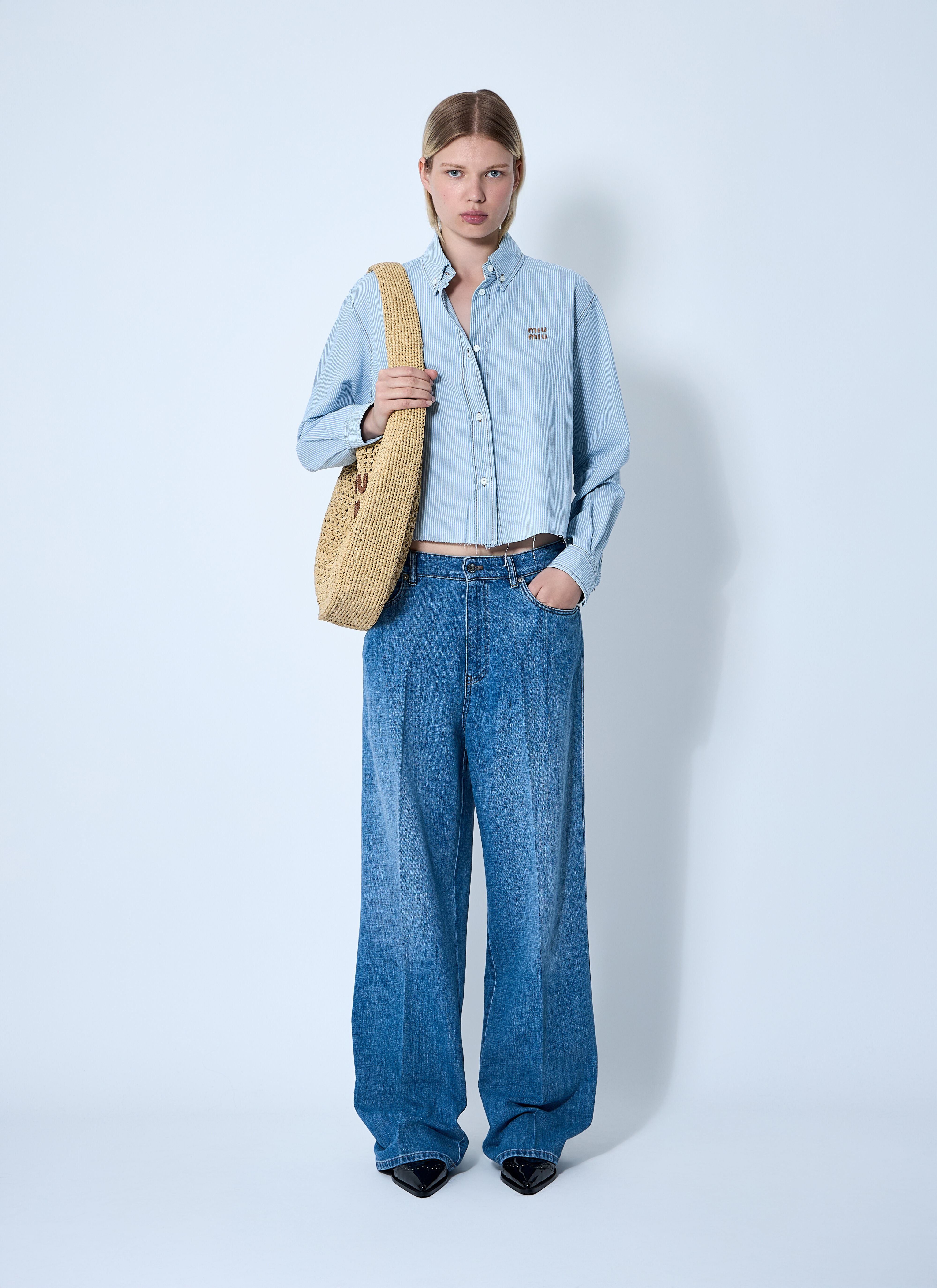 Miu Miu Women's' Logo Motif Jeans in Denim | LN-CC®