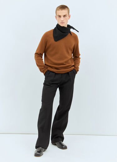 MHL by Margaret Howell Wide Neck Wool Sweater Brown mhl0158001