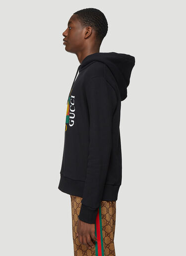 Gucci Gucci Fake Logo Hooded Sweatshirt Black guc0137004