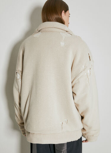 パッド入りディストレス加工ニットカーディガン Maison Mihara Yasuhiro パッド入りディストレス加工ニットカーディガン ベージュ mmy0154002