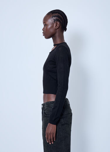 LN-CC® - Rick Owens: Slashed Cropped Pull Top - Black Rick Owens Slashed Cropped Pull Top Black ric0265032