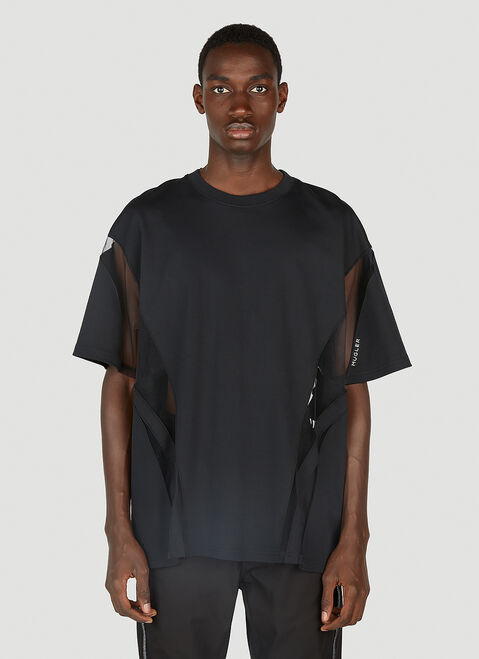 Mugler Sheer Panel T-Shirt Black mug0351001
