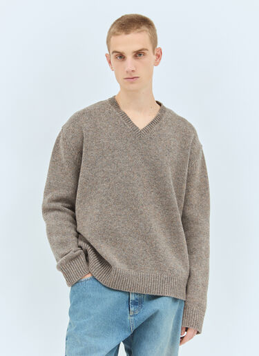 Maison Margiela Washed Wool V-Neck Sweater Grey mla0158005
