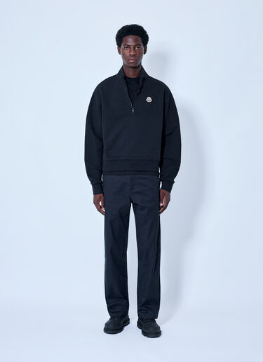 LN-CC® - Moncler: Half-Zip Sweatshirt with Logo Patch - Black Moncler Half-Zip Sweatshirt with Logo Patch Black mon0166053