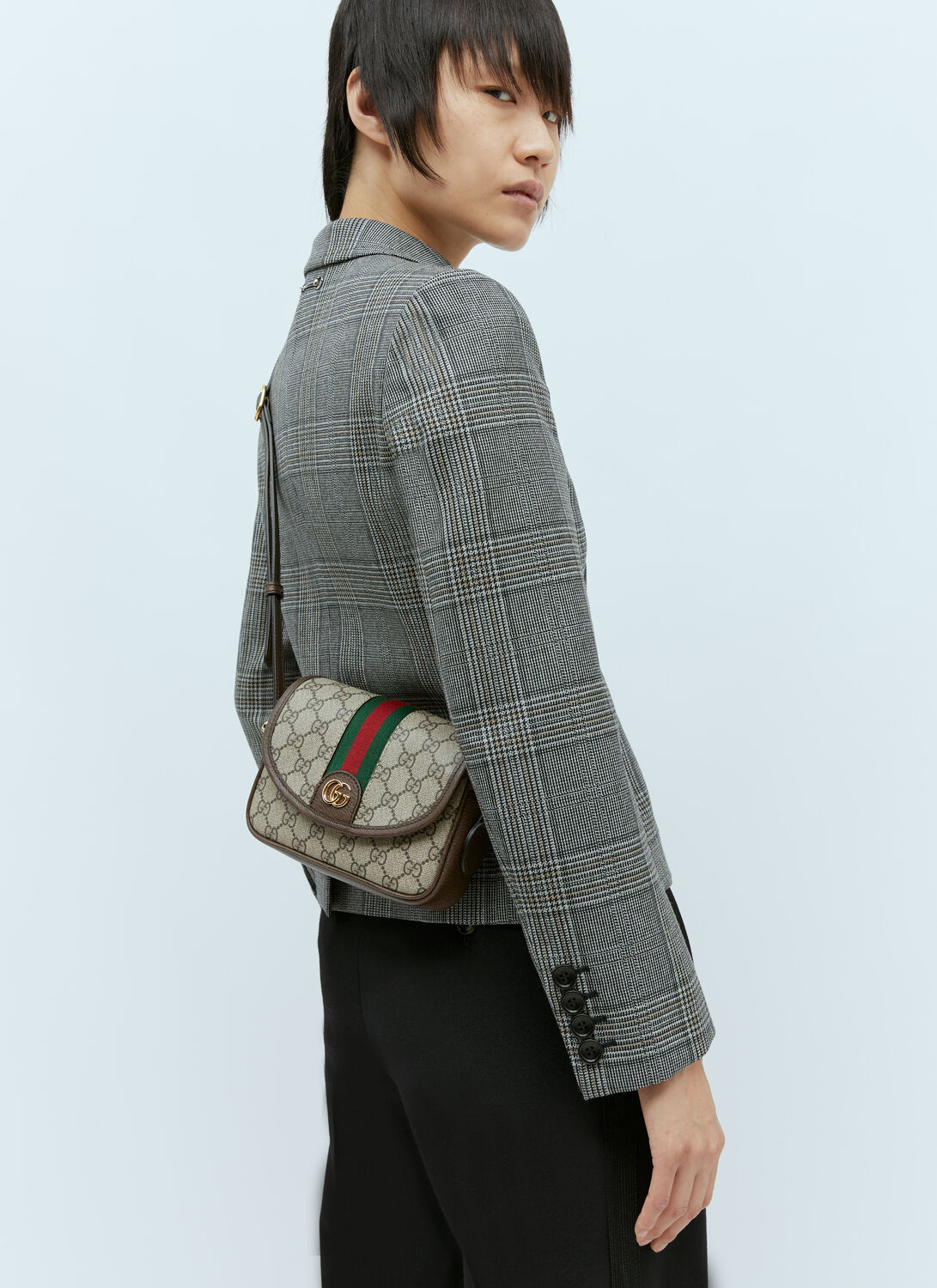 Shop Gucci Ophidia Gg Mini Shoulder Bag In Brown