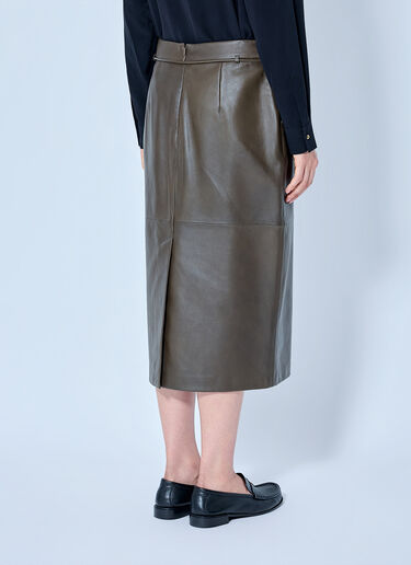 LN-CC® - Max Mara: Leather Midi Skirt - Brown Max Mara Leather Midi Skirt Brown max0265020