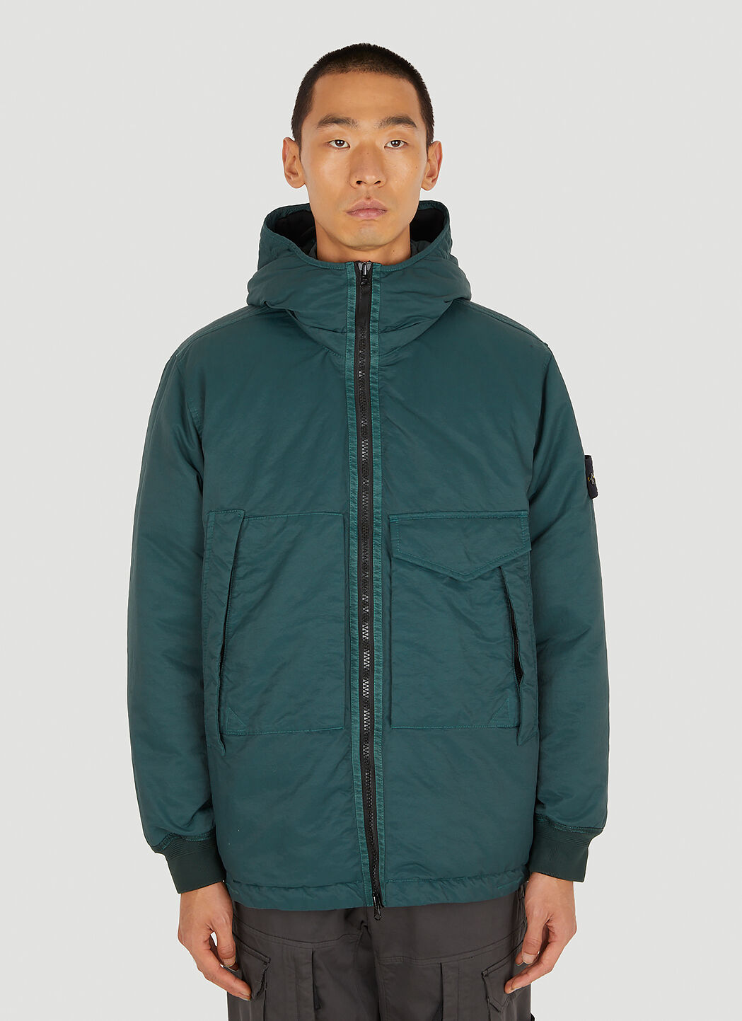 Stone Island Hooded Down Parka Jacket in Blue LN CC