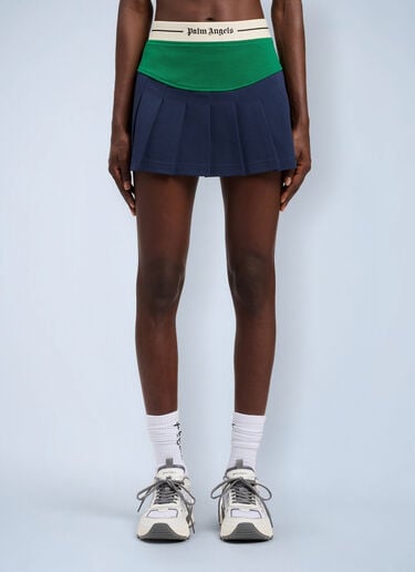 Palm Angels Classic Logo Pleated Skirt Blue pma0264226