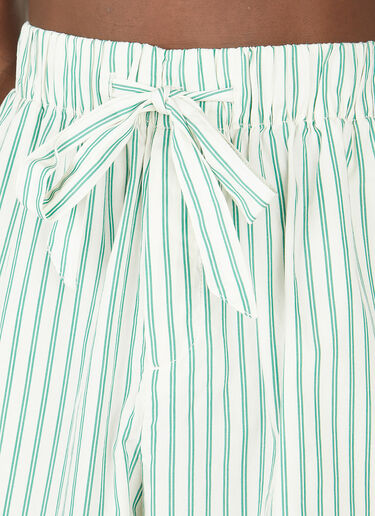 Tekla Drawstring Striped Sleep Shorts Green tek0349034