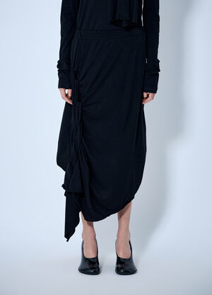Yohji Yamamoto High Twisted French Terry Braided Skirt Black yoy0264008