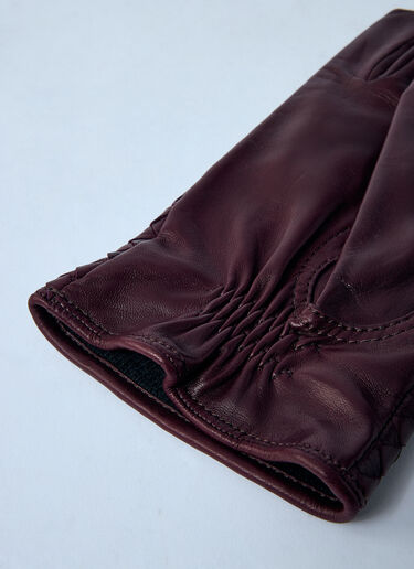 Bottega Veneta Intrecciato Leather Gloves Burgundy bov0159032