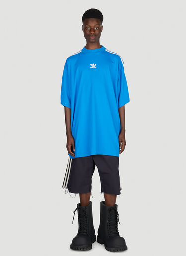 Balenciaga x adidas ロゴプリントTシャツ ブルー axb0151012