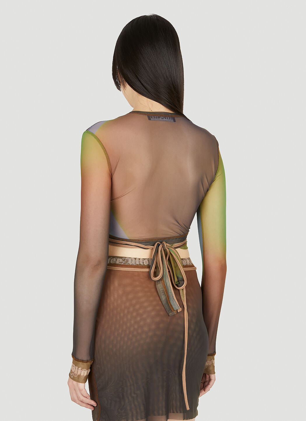 【良好品】 Ottolinger Fade Mesh Wrap Top in Brown | LN-CC トップス