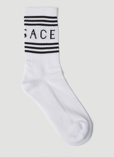 Versace Intarsia Logo Socks White vrs0251068