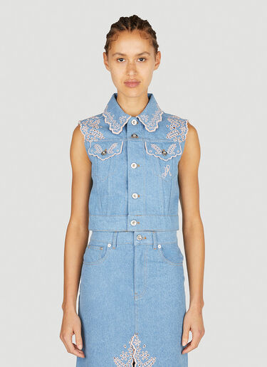 Rabanne Embroidered Denim Top Blue pac0252004