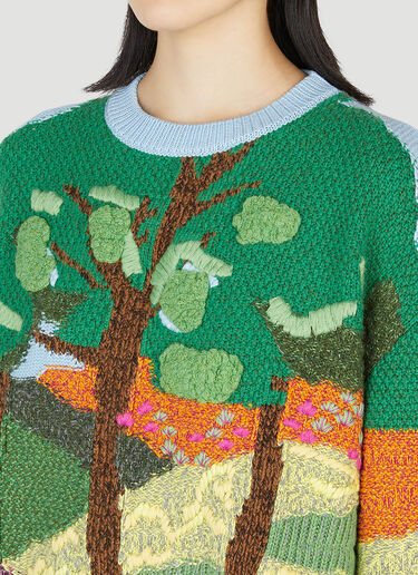 Stella McCartney 트리 오브 라이프 자카드 니트 스웨터 그린 stm0251004