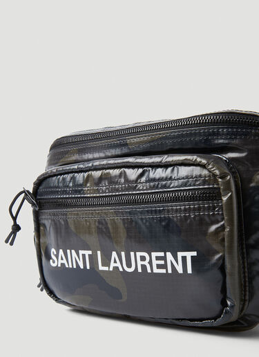 Saint Laurent Logo Print Camouflage Belt Bag Black sla0147059