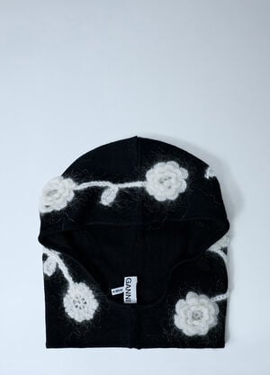 GANNI Bonnet With Crochet Flowers Black gan0262001