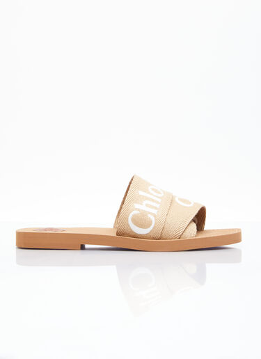 Chloé Woody Flat Mule Slides Beige chl0255040