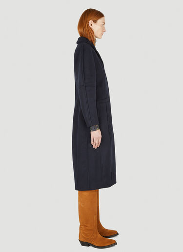 GANNI Single Breasted Curved Sleeve Coat Blue gan0247011