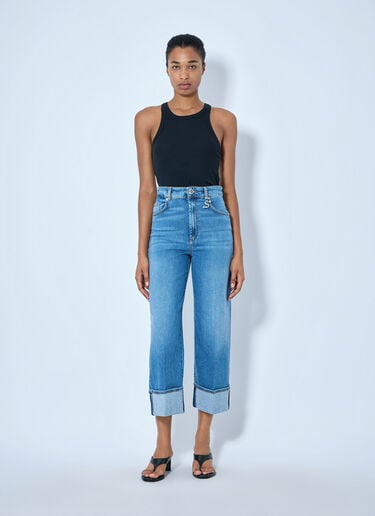 LN-CC® - Sportmax: Cropped Wide-Leg Denim Jeans - Blue Sportmax Cropped Wide-Leg Denim Jeans Blue spx0265035