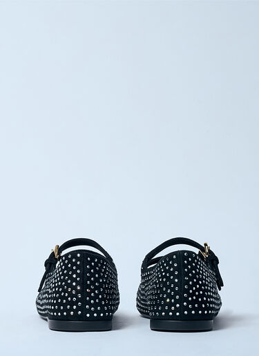 Prada Crystal-Embellished Suede Ballerina Flats Silver pra0259002
